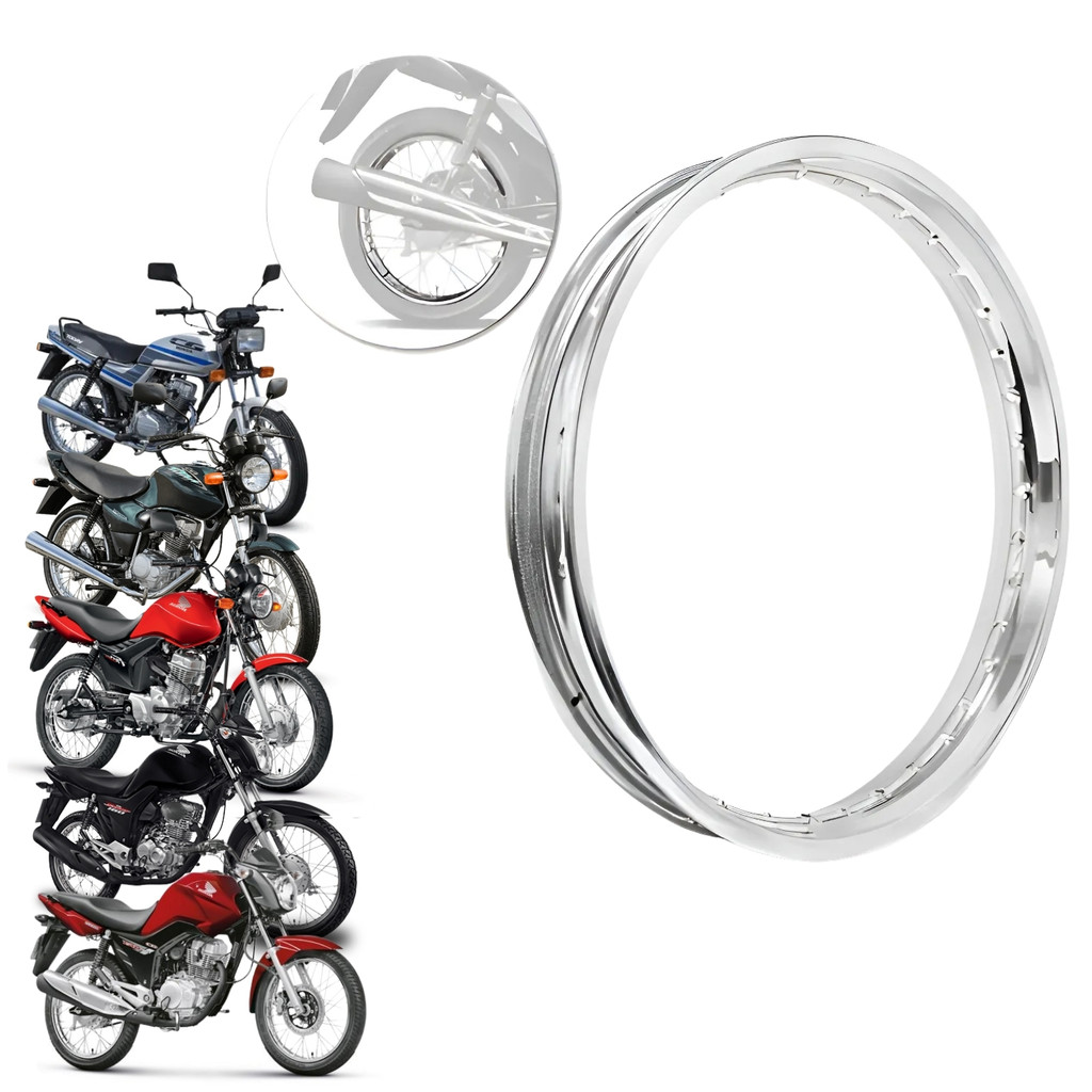 ARO DA RODA TRASEIRO CROMADO 18'' TODOS ANOS SMARTFOX HONDA CG 125 150 160 TODAY YBR 125 FACTOR 125