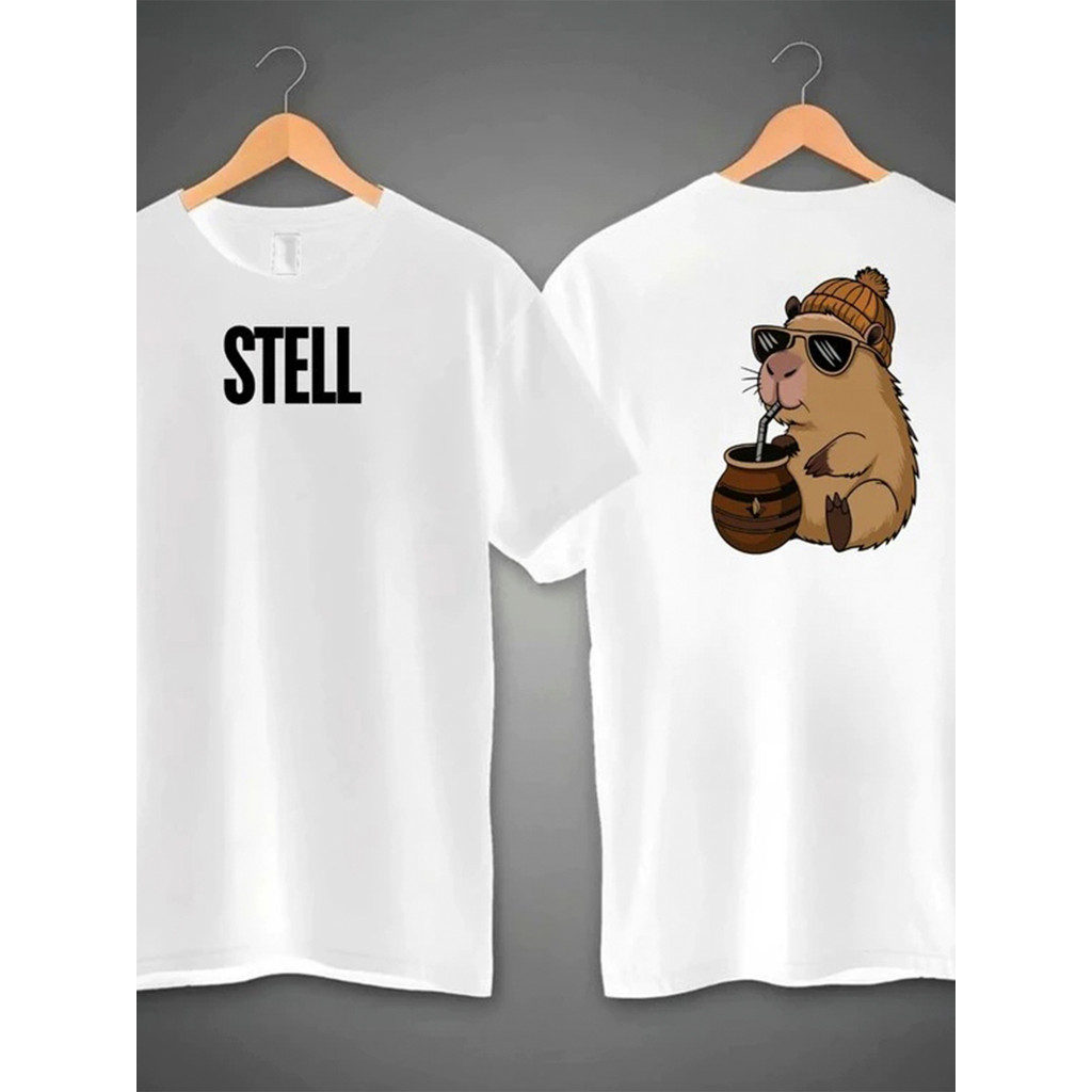 Camiseta Masculina Academia Capivara Stell Lançamento 100% algodão Unissex Plus Size Oversized Premium - Estampaê