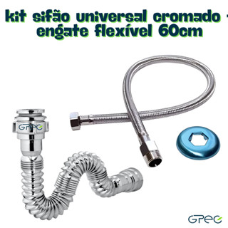 Kit Sifão Universal Cromado + Engate Flexível 60cm em Oferta na Shopee