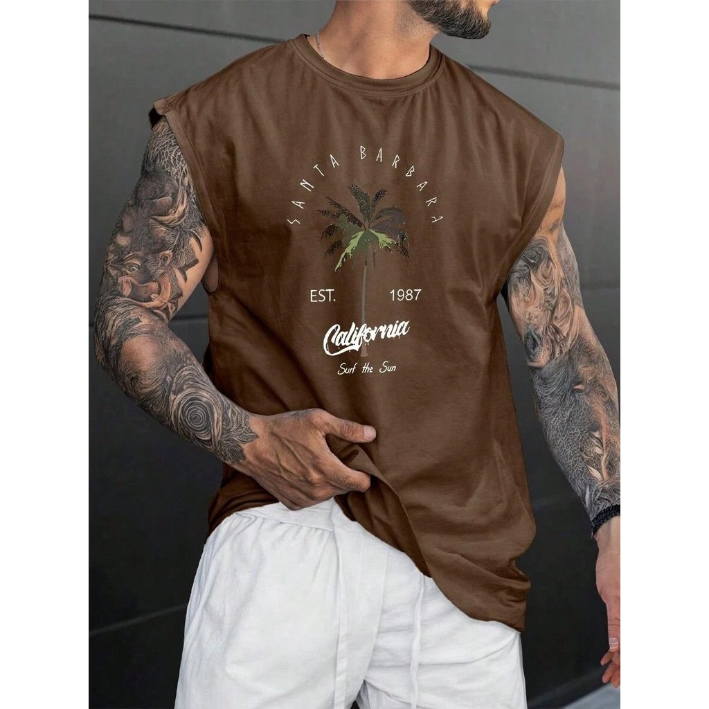 Oversized Regata Camiseta Streetwear California Santa Barbara Camisa Unissex Academia Treino Camiseta Larga Algodão.
