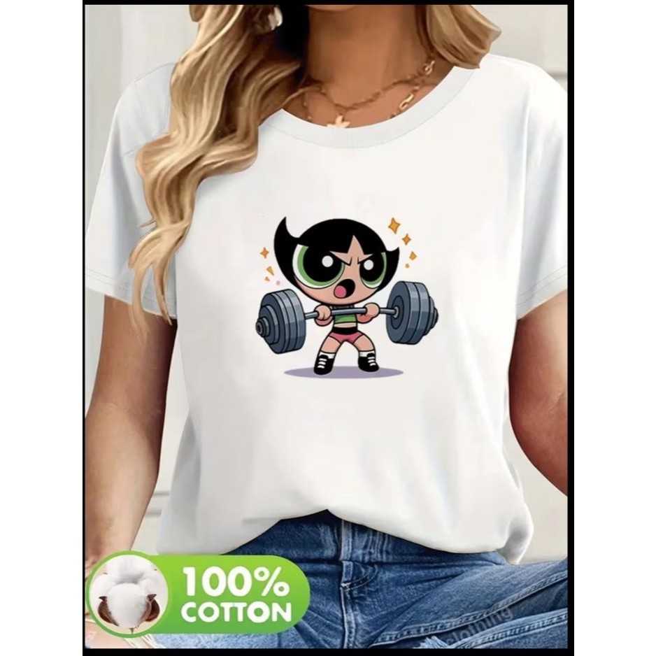 Camiseta Feminina Estampada Fitness Super Poderosas Plus Size 100% Algodão