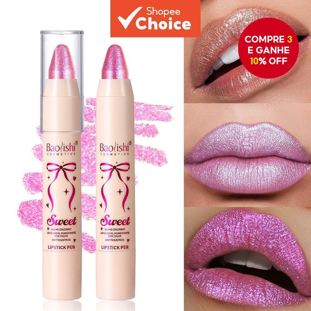Caneta Batom Brilhante De 6 Cores Baoliu , Lápis Labial Pérola , Maquiagem De Longa Duração Para Festa , Festival , Nata em Oferta na Shopee