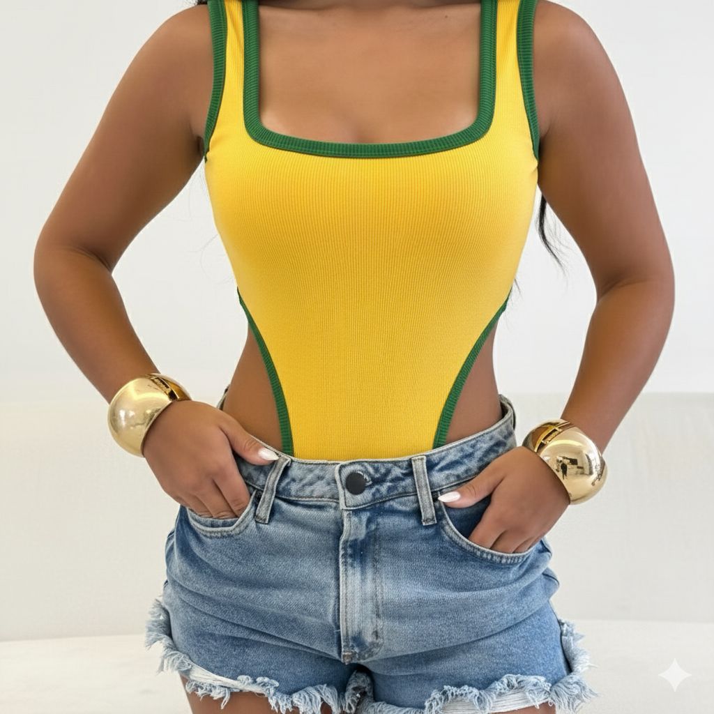 Body Feminino Cavado Copa do Brasil em Suplex Sensual Confortável Verão Praia em Oferta na Shopee