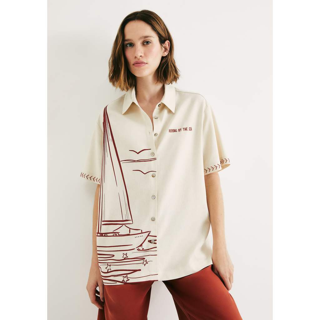 Camisa Feminina Manga Curta Estampada