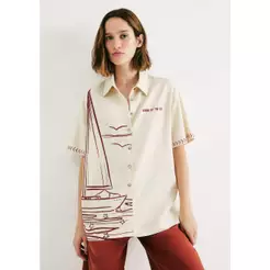 Camisa Feminina Manga Curta Estampada