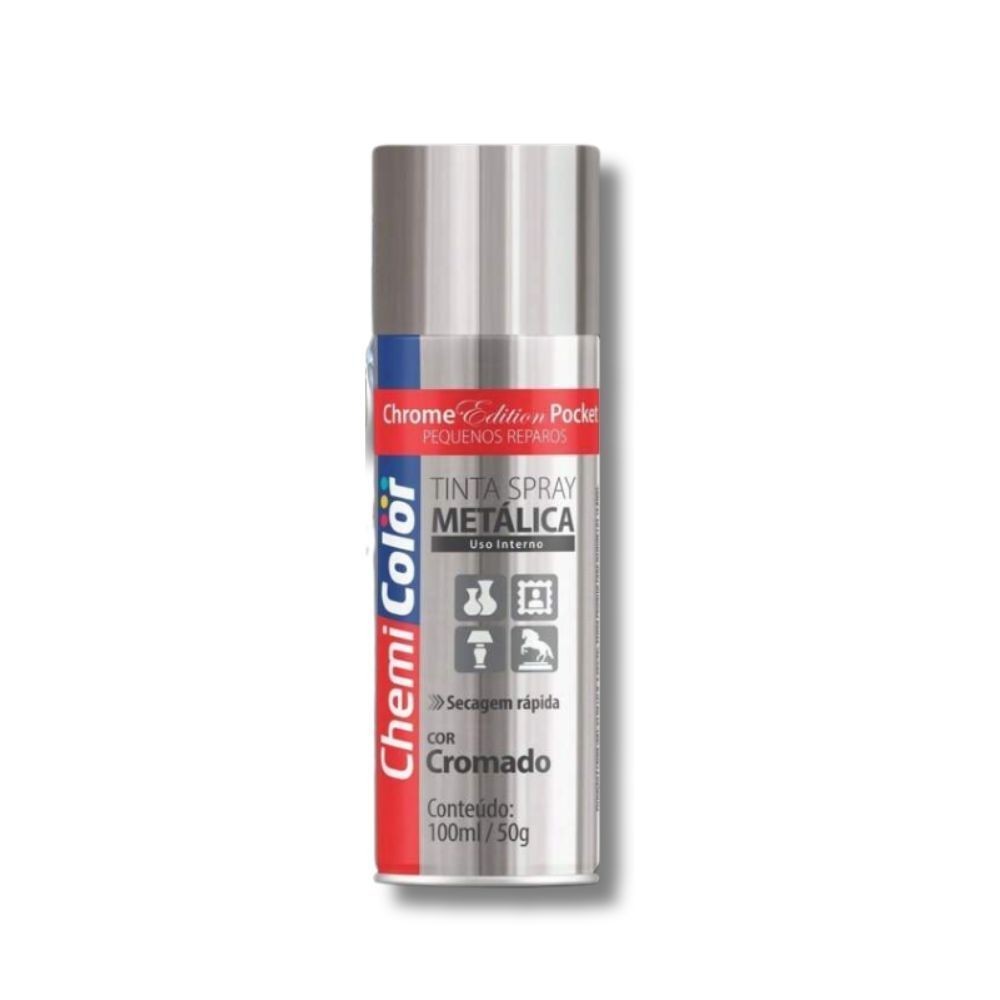 Tinta Sprays Chemicolor Pocket 100ml Metálica Cromado – Acabamento Brilhante incrivelmente qualificado em Oferta na Shopee