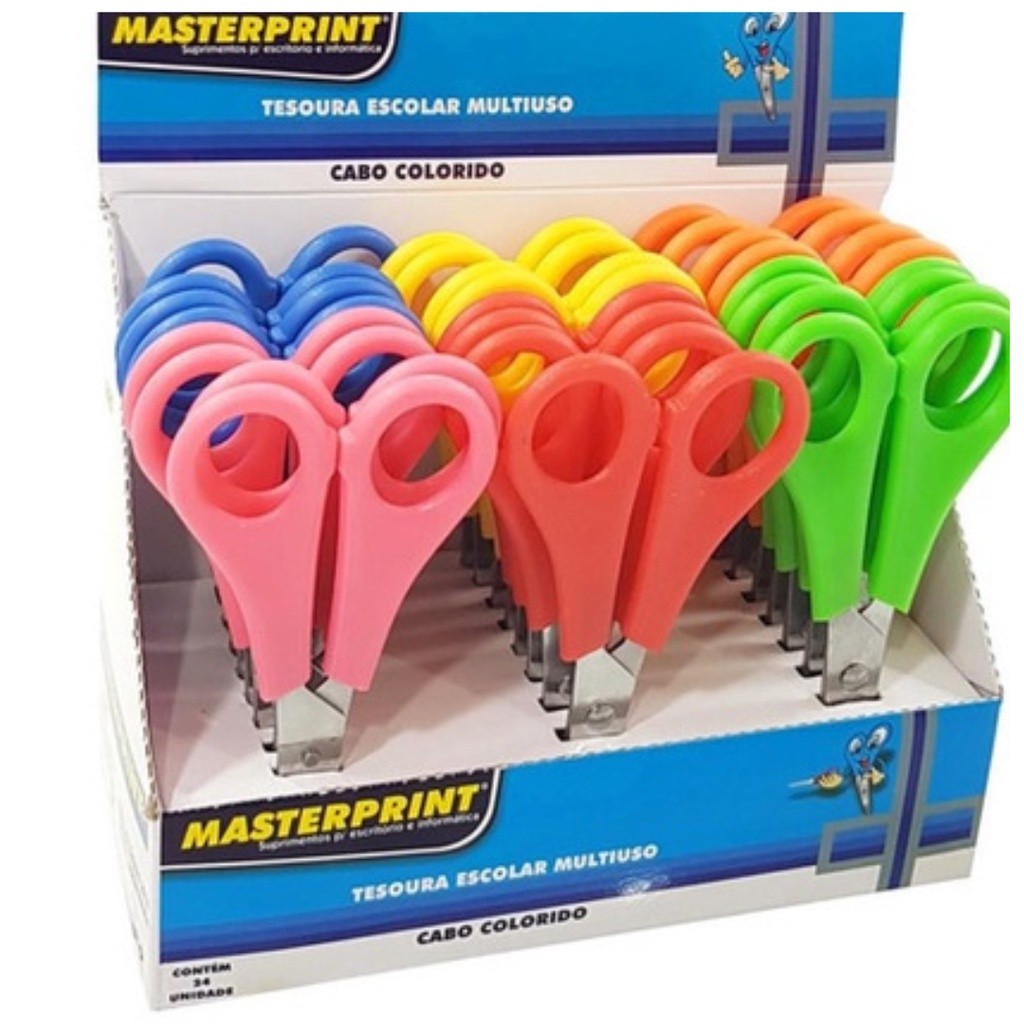 Tesoura Escolar Infantil 13cm Sem Ponta Masterprint
