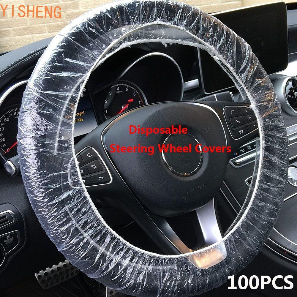 YISHENG Capa Para Volante 100 Pçs/Lote Carro-Estilo Descartável Plástico Transparente Decoração Automática