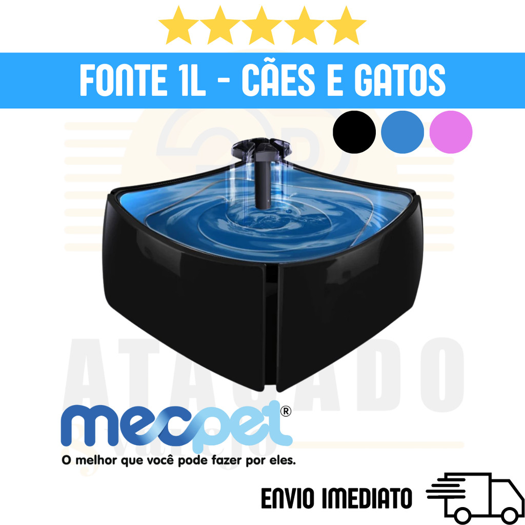 Fonte Bebedouro Cães e Gatos 1L Bivolt Automático Silencioso Cachorro Beber Água Mec Pet em Oferta na Shopee