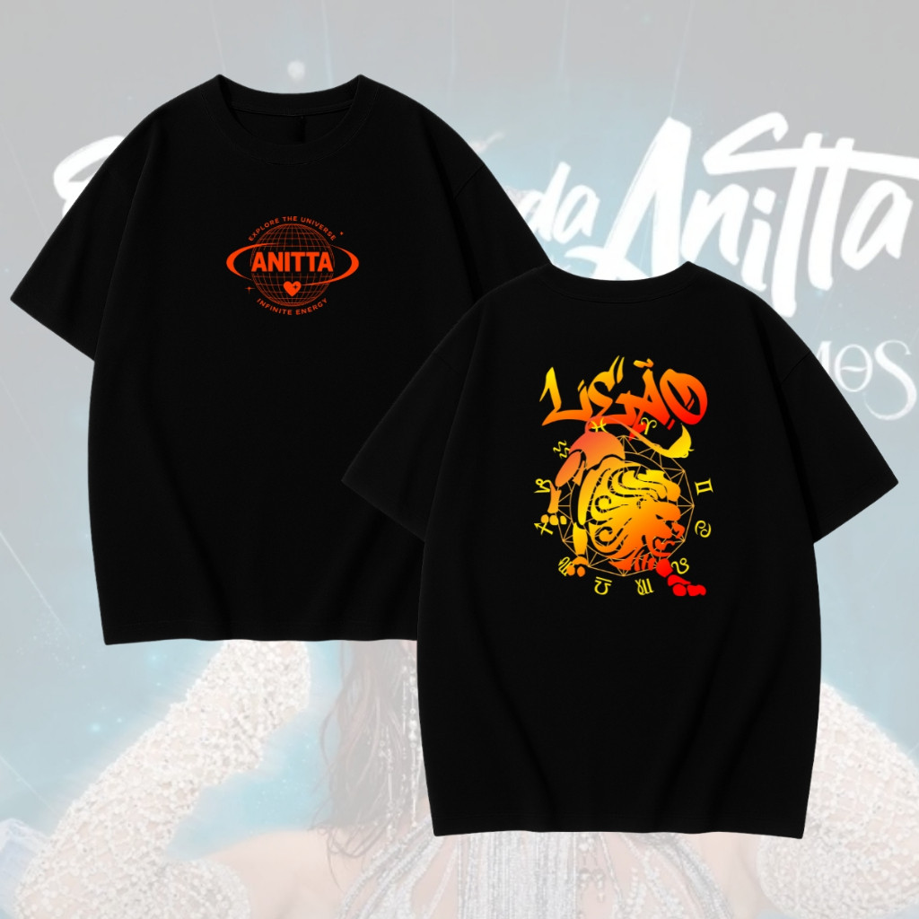 Camisa Tshirt Masculina Ensaios da Anitta Carnaval Tema Cosmos Horóscopo Signo de Leão Leoninos 100% Algodão