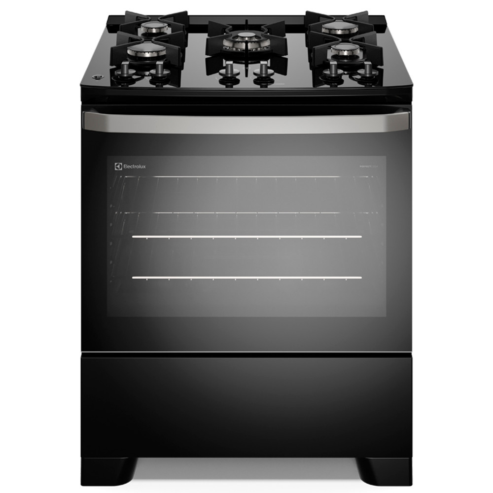 Fogão de Piso 5 Bocas à Gás Electrolux FE5GB Efficient com Mesa de Vidro Preto Bivolt em Oferta na Shopee