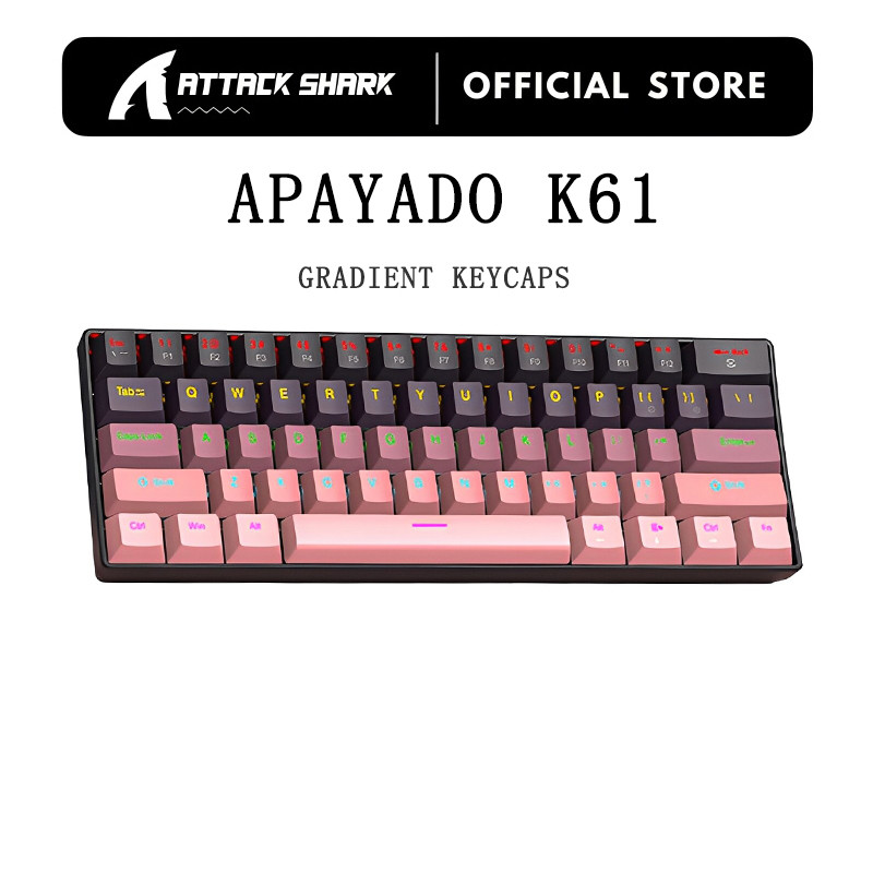 APAYADO K61 61 Teclas Mini Teclado Mecânico Com Fio Tipo C Design Removível Gradientes Full N-Key Rollover Layout Compac em Oferta na Shopee