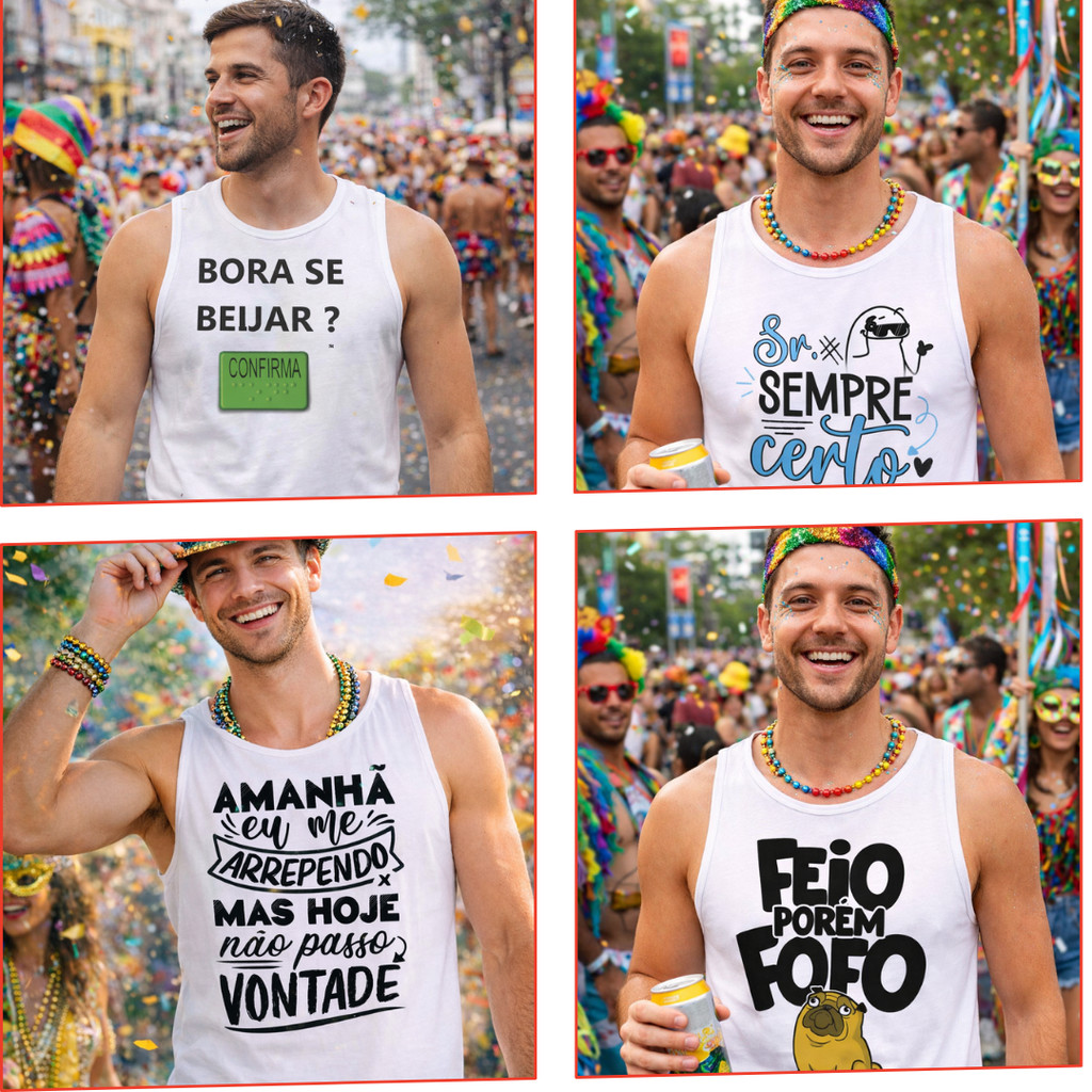 Camiseta Carnaval Regata – Modelos Engraçados e Divertidos em Oferta na Shopee