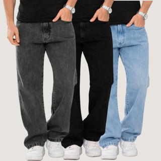 Kit 3 Calça Balão Jeans Masculina Bag Boca Larga Streetwear