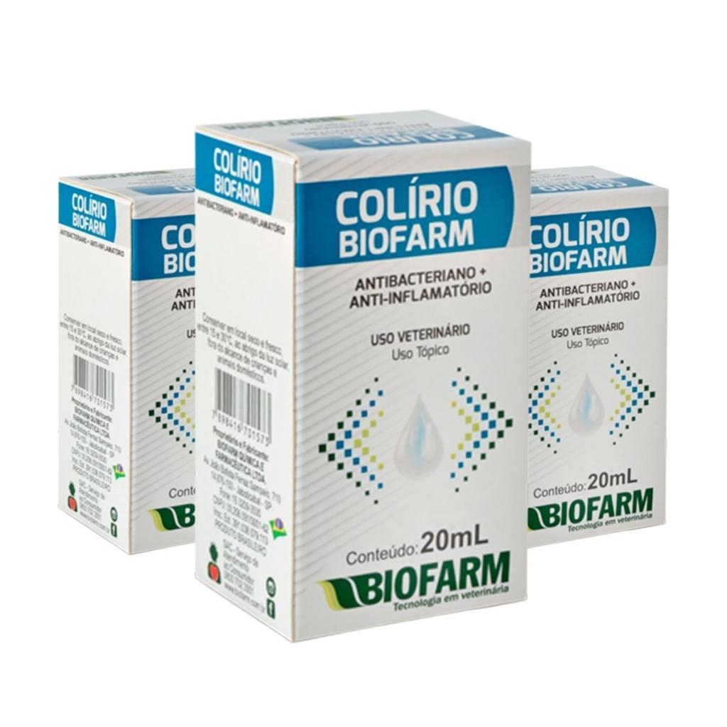 Kit 3 Colírio Antibacteriano e Anti-inflamatório Biofarm - 20ml