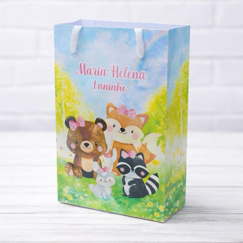 Sacolinha Bosque Encantado | Personalizada Com Nome | Mimos Festa Aniversário Lembrancinhas Personalizados Sacola