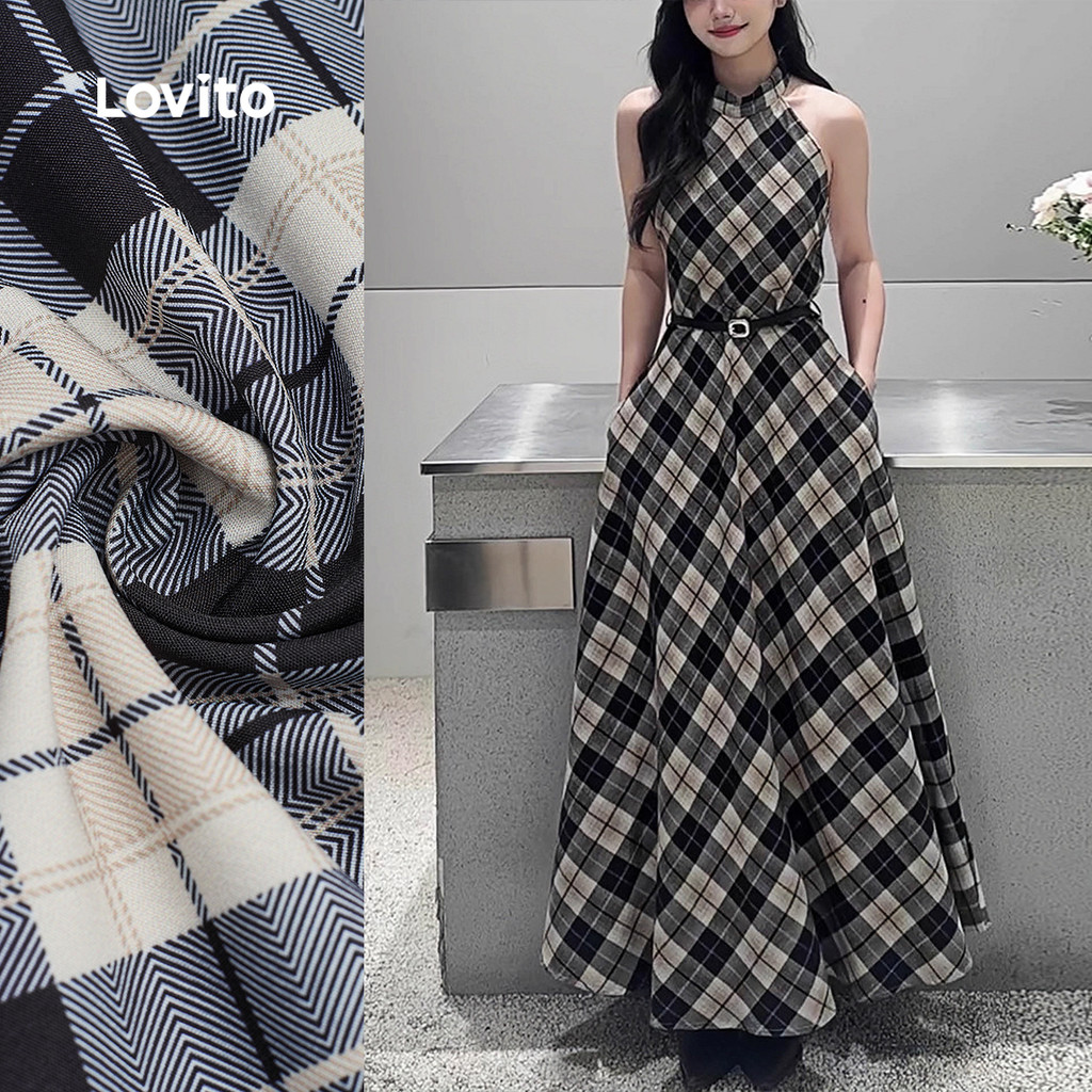 Lovito  Vestido Casual com Zíper Ombro Frio para Mulheres - Primavera/Verão L171ED005 em Oferta na Shopee