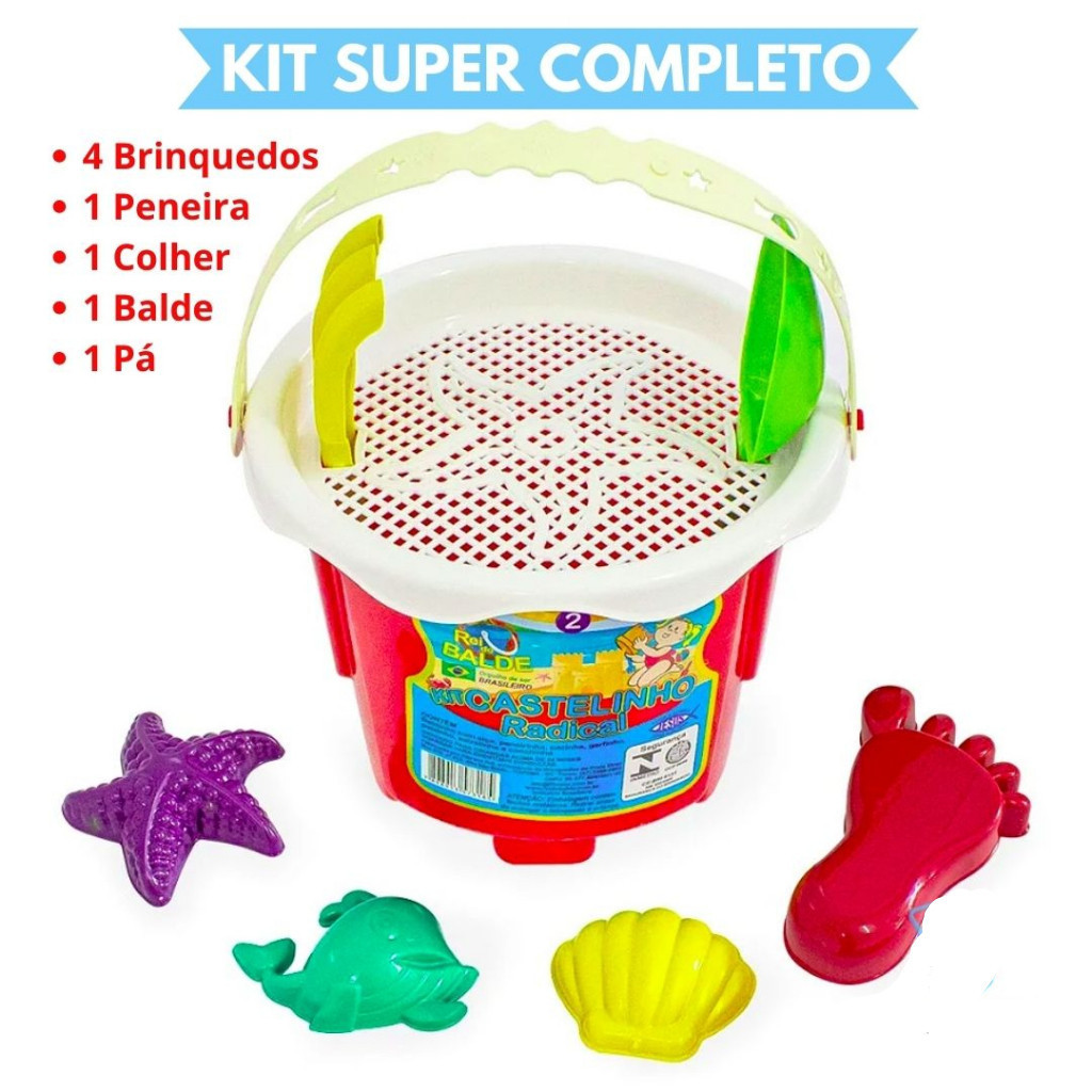 Detalhes do Baldinho brinquedo Praia Kit Balde Praia Castelinho Areia Infantil Completo Brinquedo Crianca