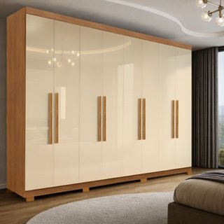 Guarda Roupa Casal 8 Portas com Pés Paris Cinamomo/Off White em Oferta na Shopee