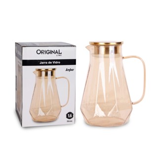 Jarra de Vidro Ambar 1,6L Tampa Inox e Vedação Borossilicato em Oferta na Shopee