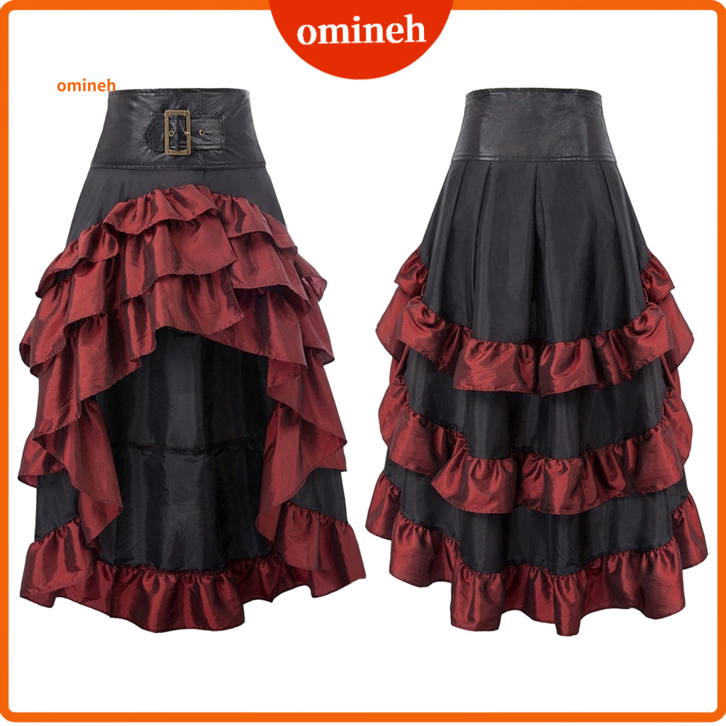 Saia Feminina Linha A De Alta Qualidade Cintura Maxi Retro Retalhos Plissado Bainha Irregular Estilo Vintage Desempenho Custo