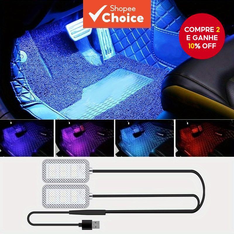 1drage 2/4 Luzes LED De Pé De Carro Com Luz Ambiente Para Carros USB Monocromáticas