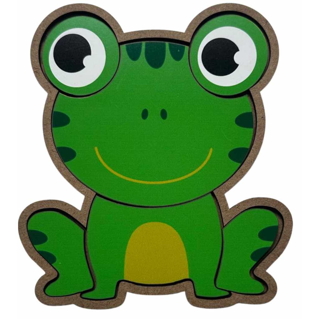 Brinquedo Pedagógico Educativo Sapo Quebra Cabeça Encaixe Madeira MDF em Oferta na Shopee