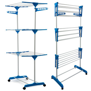 Varal De Chão Vertical 3 Andares Grande Prateleira Dobrável Rodinha Retratil Portatil Roupas em Oferta na Shopee