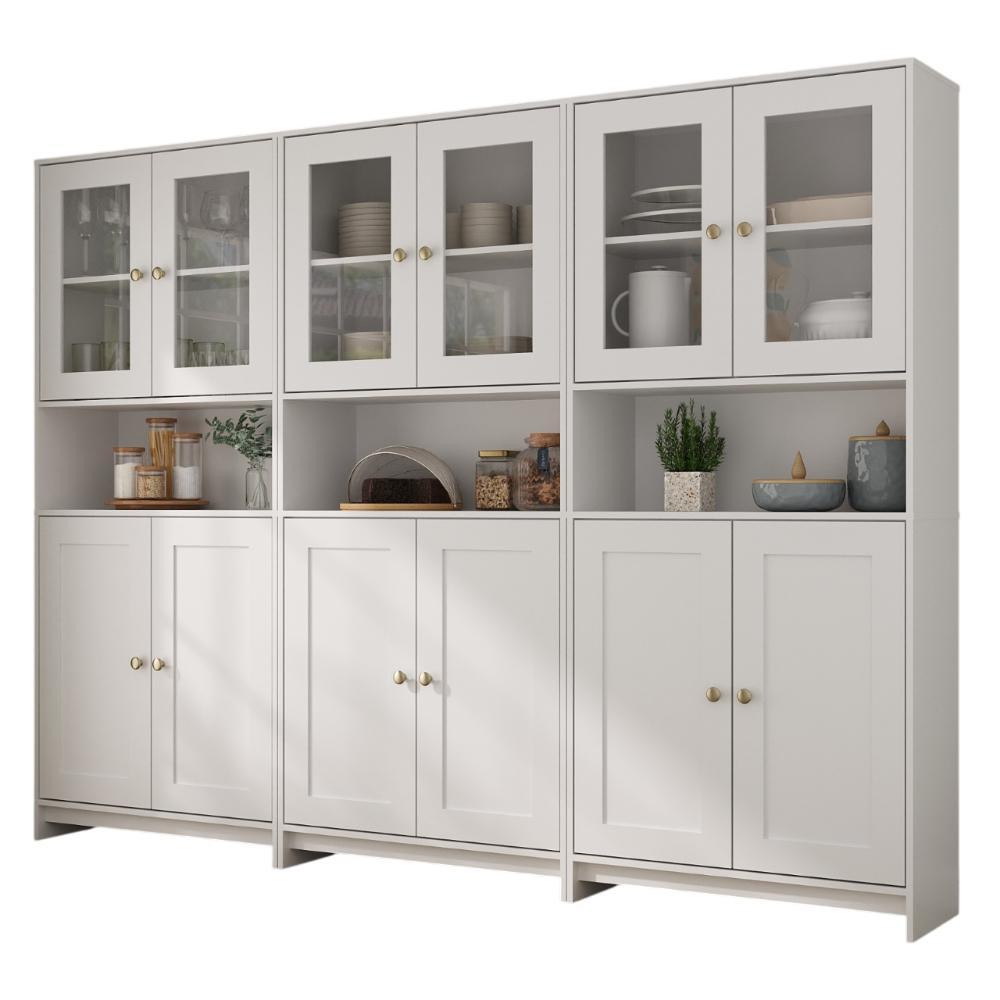 Armário de Cozinha 3 Peças 12 Portas 9 Prateleiras Americano 252cm AC4005 Cor Branco Decibal