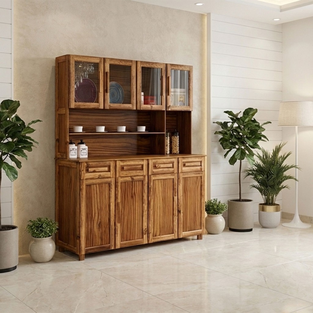 Armário de Cozinha Maranhão 8 Portas 4 Gavetas com Vidro Ypê - Rodmóveis em Oferta na Shopee