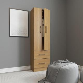 Guarda Roupas Solteiro Com 2 Portas E 2 Gavetas Menu Móveis Carvalho em Oferta na Shopee