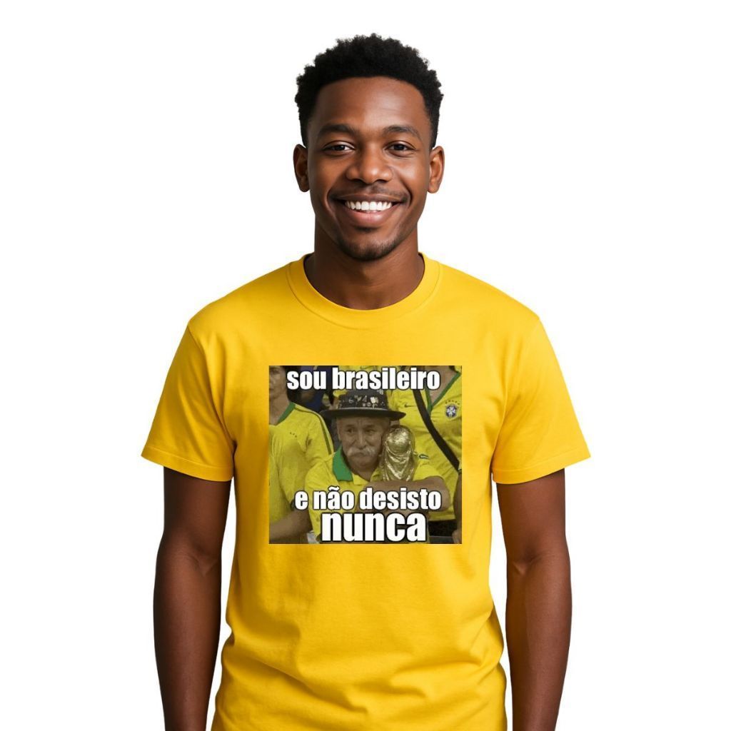 Camiseta Amarela Copa do Mundo Brasil Hexa Futebol Blusa Unissex Meme Camisa do Brasil Estampada DTF