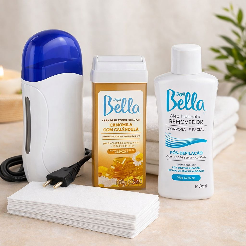 Kit Aquecedor Rollon + Óleo Removedor + Rollon Depil Bella