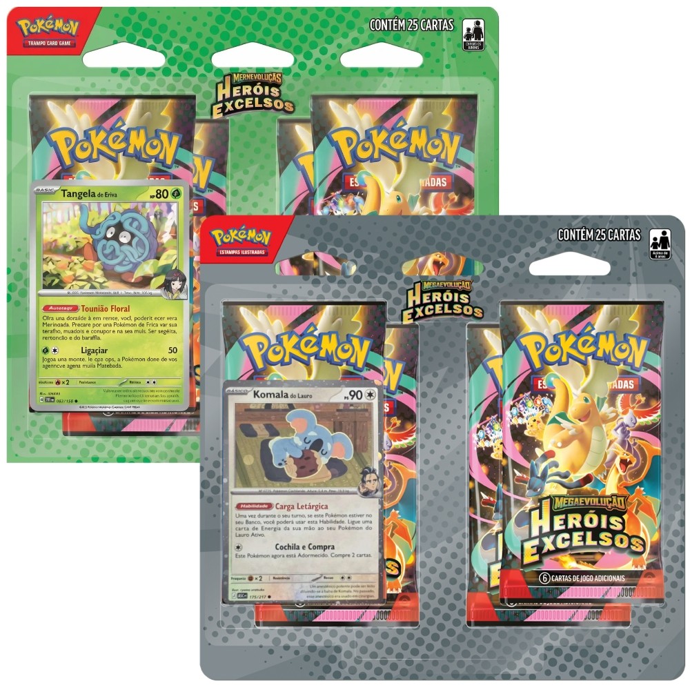 BLISTER QUÁDRUPLO MEGAEVOLUÇÃO HERÓIS EXCELSOS ME2.5 COPAG POKÉMON TCG BOOSTERS CARTA QUAD PACK MEGA em Oferta na Shopee