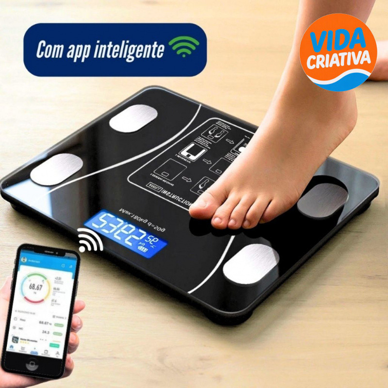 Balança Inteligente com Bioimpedância, App Integrado e Capacidade de até 180kg