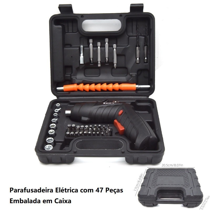 kit Parafusadeira/furadeira 48 Pçs À Bateria Carregador Usb (Dupla posição) Oferta especial