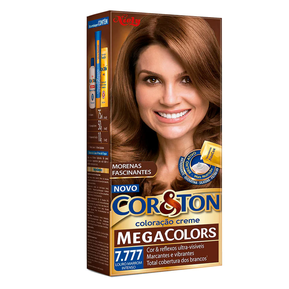 Tintura Creme Cor & Ton Megacolors Louro Marrom Intenso 7.777