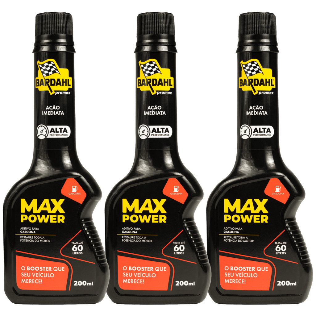 Kit 3 Aditivo Bardahl Max Power Combustível Gasolina 200ml Actane Booster Carro Alta Potencia em Oferta na Shopee