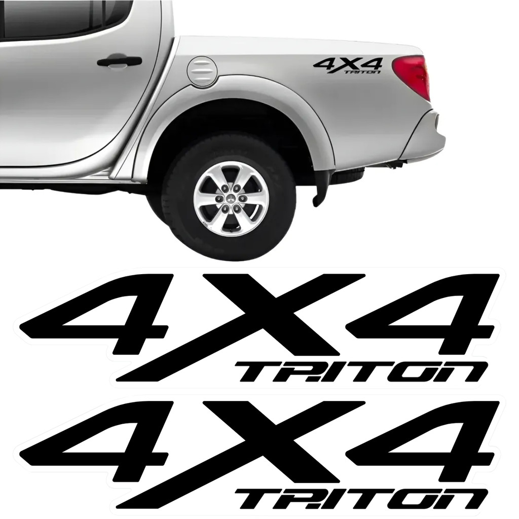 Kit Par 2 Adesivos Caçamba Carroceria Lateral Mitsubishi 4x4 Triton L200 Preto
