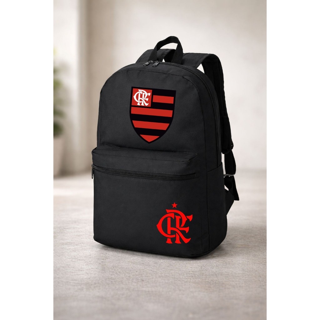 Mochila Estampada Times Futebol Masculino Feminino Reforçada Trabalho Viagem Escola Preto RAREPRINTCO em Oferta na Shopee