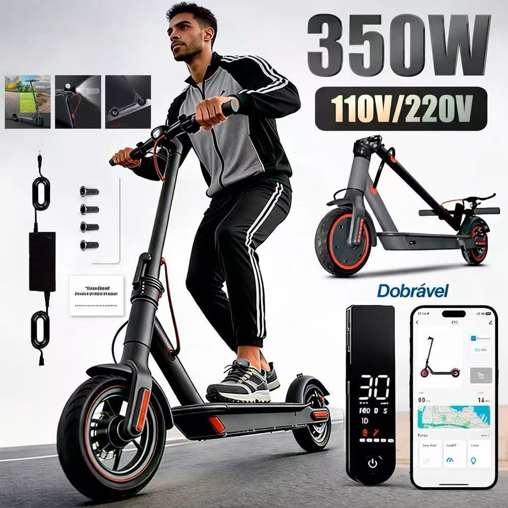 Patinete Elétrico De 350w Com Uma Bateria De Alta Alcança Velocidades De 25-30km/h, Com Autonomia De 4-5 Horas