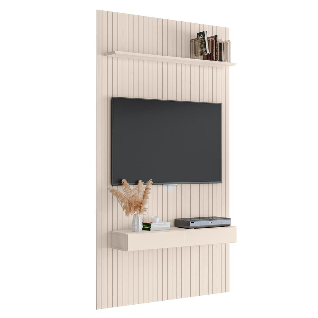 Painel para TV até 55 Polegadas 1,39x2,40m Ripado com Nicho Arbo Off White EDN em Oferta na Shopee