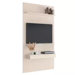 Painel para TV até 55 Polegadas 1,39x2,40m Ripado com Nicho Arbo Off White EDN