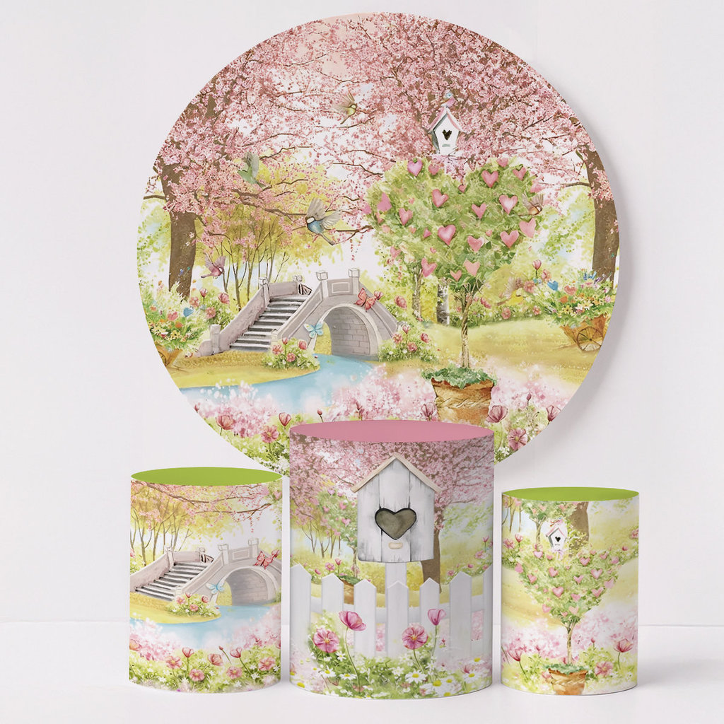 Kit Capa Painel Redondo com Trio Capas de Cilindro Veste Fácil Sublimado Tema Jardim Encantado em Oferta na Shopee