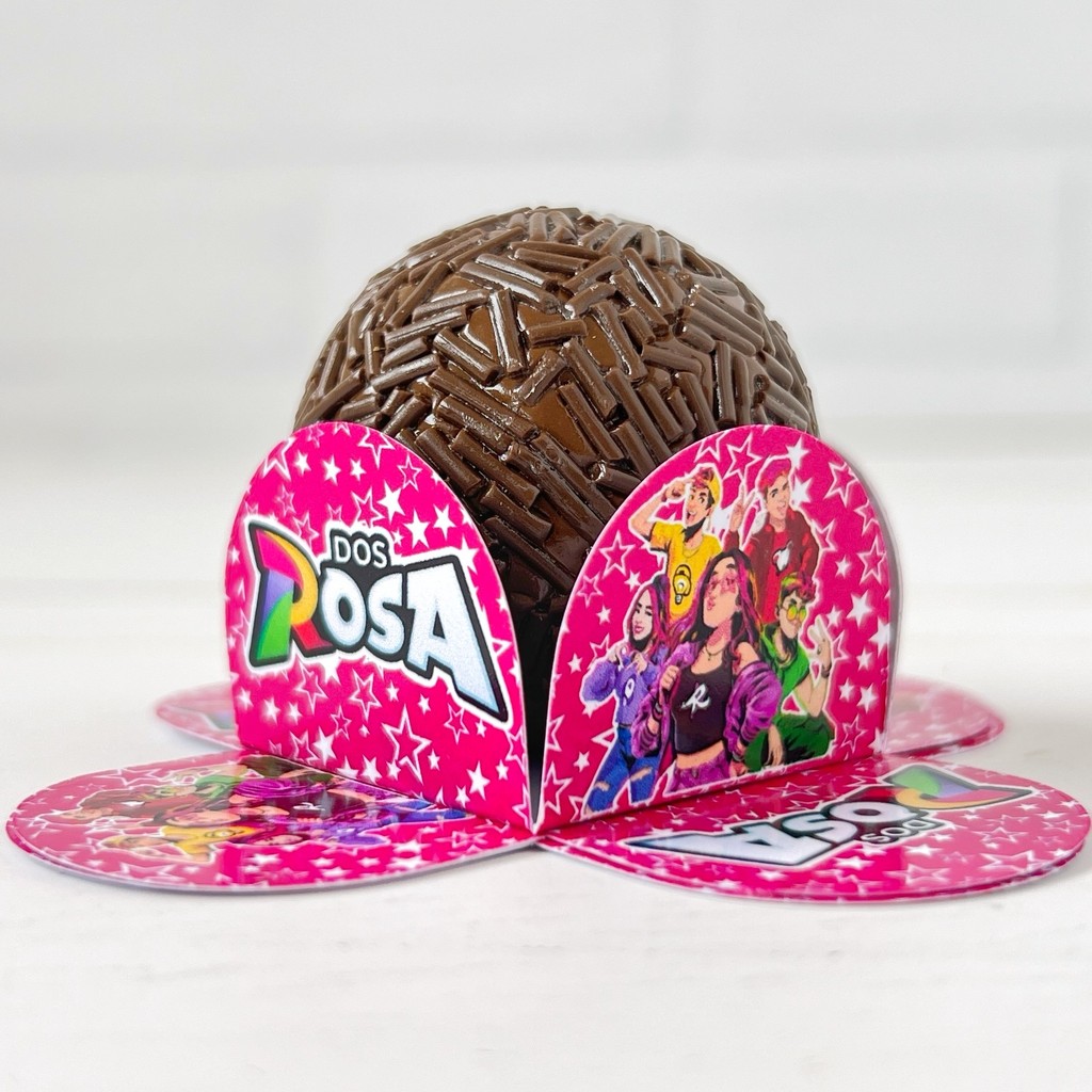 50 a 200 Forminhas Personalizadas de Doce Brigadeiro Festa Infantil - CLUBE DOS ROSA 4 Pétalas para Aniversário