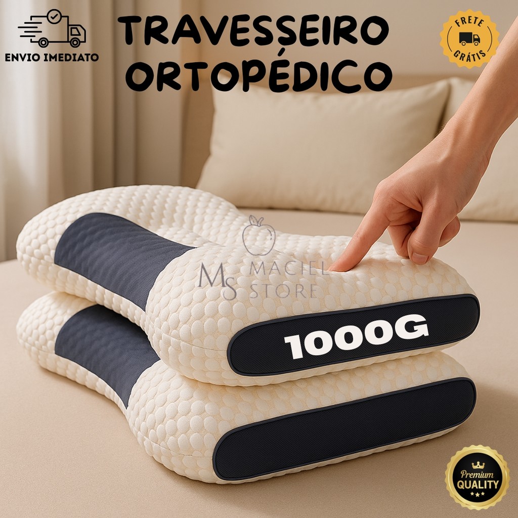 Imagem Travesseiro Ortopédico Cervical Ergonômico Fino-Almofada para Coluna Cervical Dor no pescoço Algodão Tricotado Macio