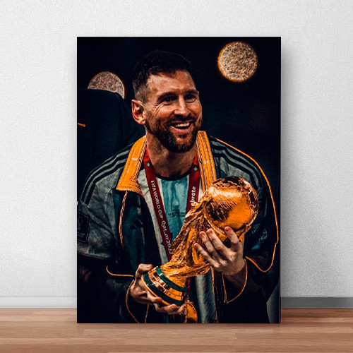 Quadro Futebol - Lionel Messi - Inter Miami CF - Seleção de futebol da Argentina 10 Placa decorativa MDF A4