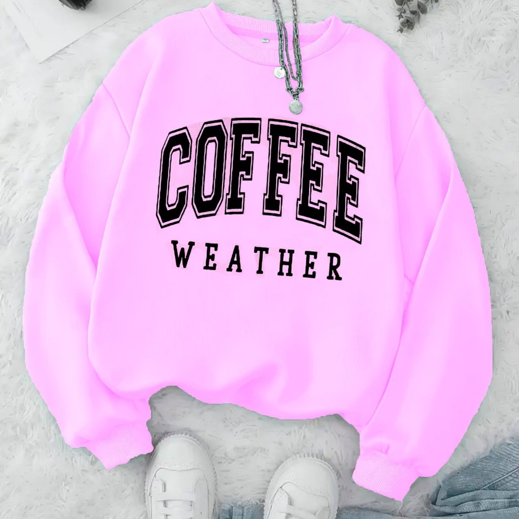 Moletom Careca Coffee Weather Gola Redonda Casaco Masculino Feminino Flanelado Frio Algodão Blusa Lançamento