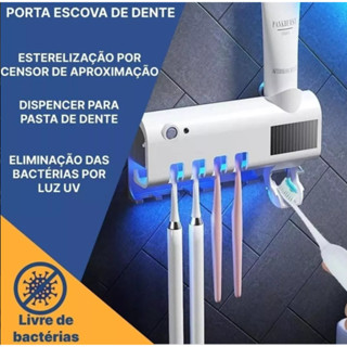 Dispenser Automático Pasta De Dente + Suporte Escova Uv em Oferta na Shopee