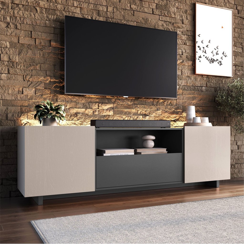Rack para TV até 55 Polegadas com LED 180cm Cinza Grafite